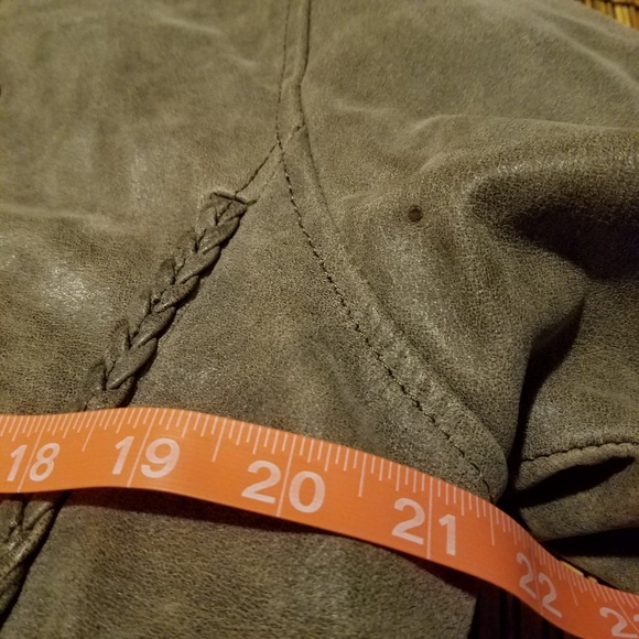 Leather biker jacket tan cream zip-out liner vintage XL - Picture 8 of 8